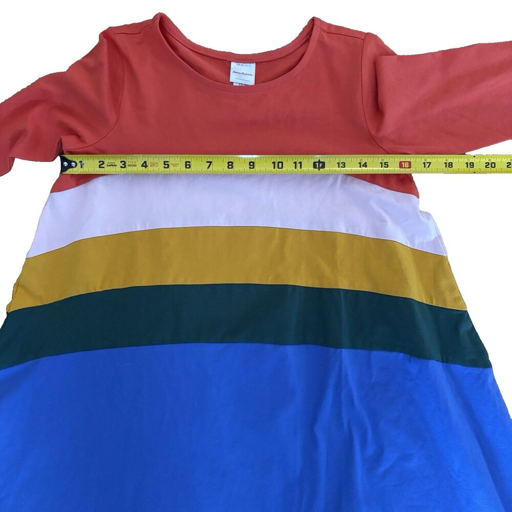Hanna Andersson Girls Dress Romper Size 12/150 cm Rainbow Striped Long Sleeve - Picture 3 of 10